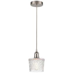 Edison Niagra 7" Brushed Satin Nickel Cord Hung Mini Pendant w/ Clear