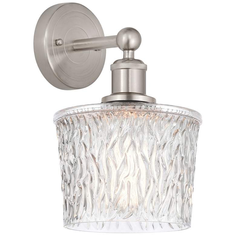 Image 1 Edison Niagra 7" Brushed Satin Nickel Sconce w/ Clear Shade
