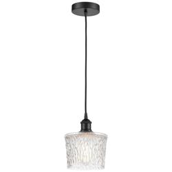 Edison Niagra 7" Matte Black Cord Hung Mini Pendant w/ Clear Shade