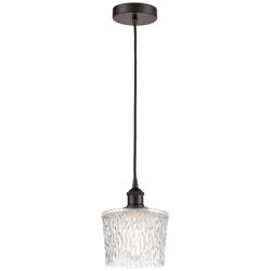 Edison Niagra 7" Oil Rubbed Bronze Cord Hung Mini Pendant w/ Clear Sha