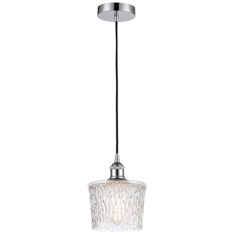 Image 1 Edison Niagra 7" Polished Chrome Cord Hung Mini Pendant w/ Clear Shade