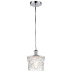 Edison Niagra 7" Polished Chrome Cord Hung Mini Pendant w/ Clear Shade