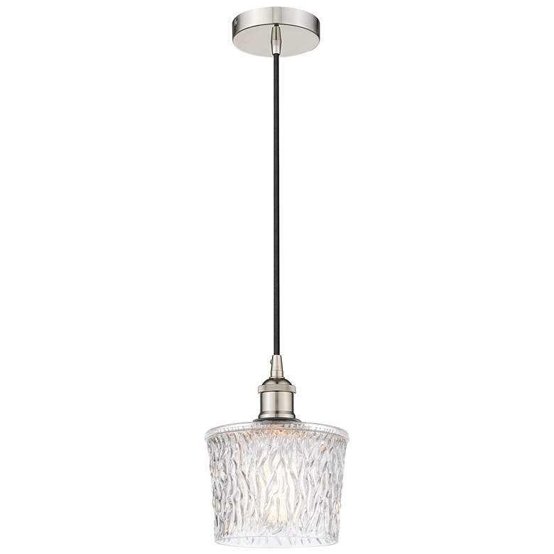 Image 1 Edison Niagra 7 inch Polished Nickel Cord Hung Mini Pendant w/ Clear Shade