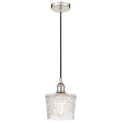 Edison Niagra 7" Polished Nickel Cord Hung Mini Pendant w/ Clear Shade