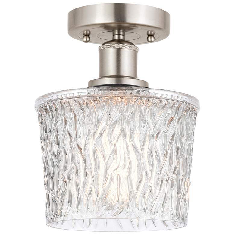 Image 1 Edison Niagra 7" Semi-Flush Mount - Brushed Satin Nickel - Clear Shad