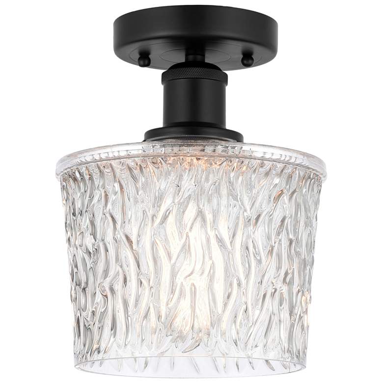 Image 1 Edison Niagra 7" Semi-Flush Mount - Matte Black - Clear Shade