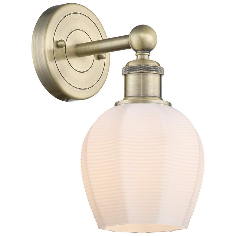 Image 1 Edison Norfolk 11.38"High Antique Brass Sconce With Matte White Shade