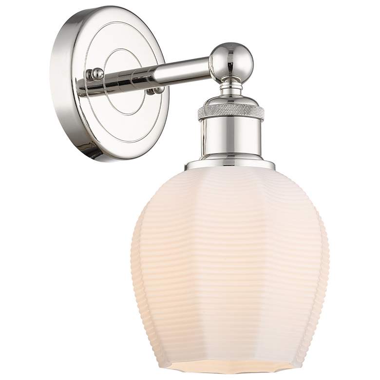 Image 1 Edison Norfolk 11.38"High Polished Nickel Sconce With Matte White Shad