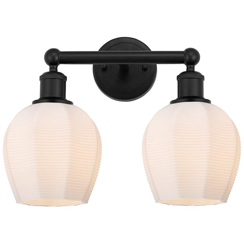 Image 1 Edison Norfolk 11 1/2" High Matte Black 2-Light Wall Sconce