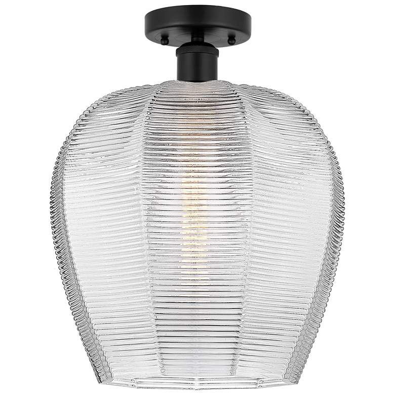 Image 1 Edison Norfolk 12" Matte Black Semi Flush Mount w/ Clear Shade