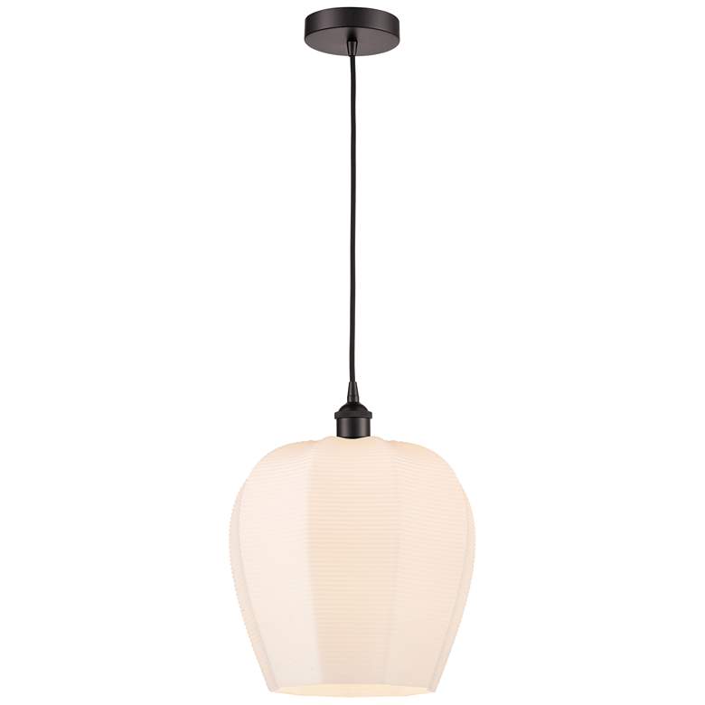 Image 1 Edison Norfolk 12" Oil Rubbed Bronze Cord Hung Mini Pendant w/ White S