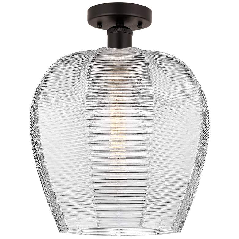 Image 1 Edison Norfolk 12" Oil Rubbed Bronze Semi Flush Mount w/ Clear Shade