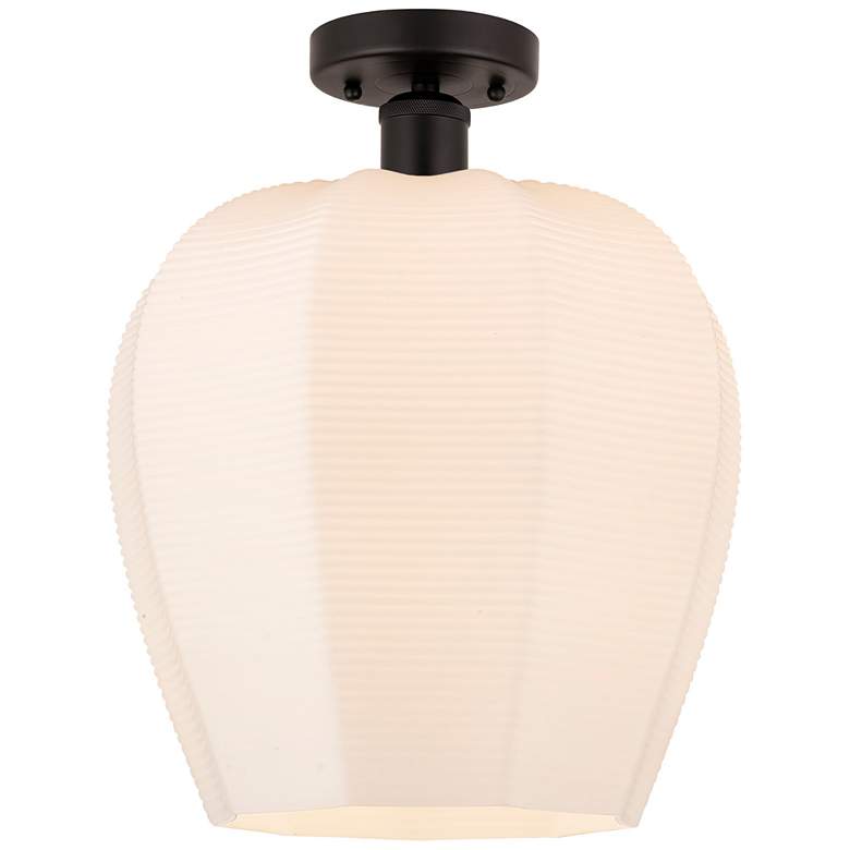 Image 1 Edison Norfolk 12" Oil Rubbed Bronze Semi Flush Mount w/ Matte White S