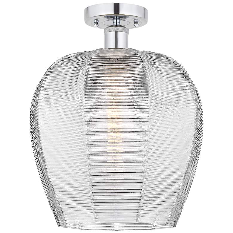 Image 1 Edison Norfolk 12" Polished Chrome Semi Flush Mount w/ Clear Shade