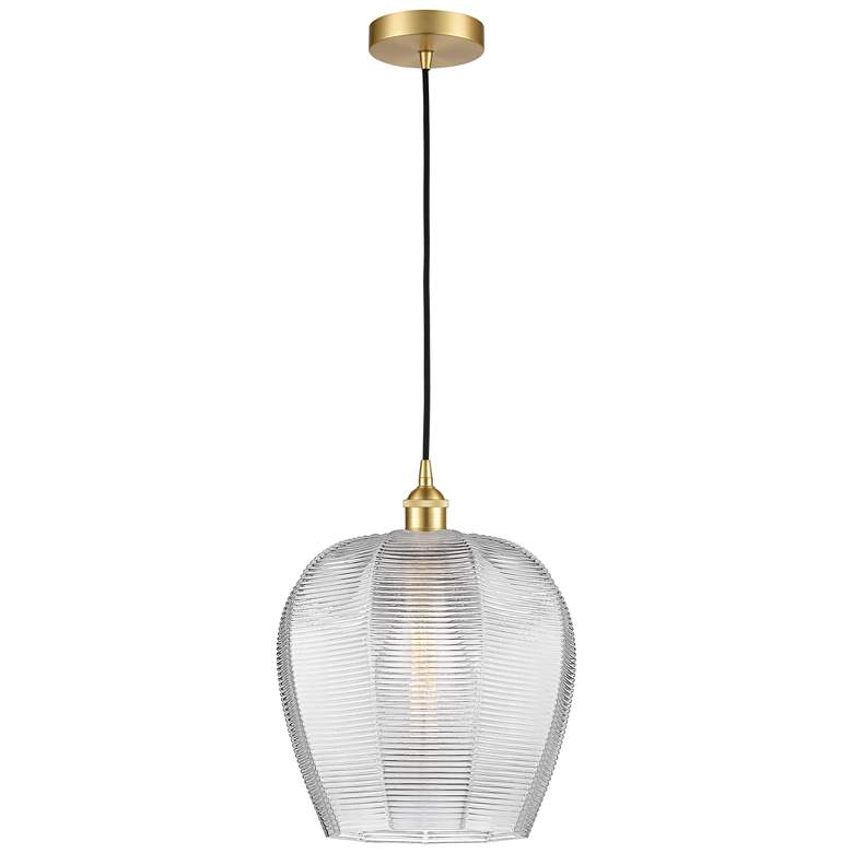 Image 1 Edison Norfolk 12"W Satin Gold Mini Pendant w/ Clear Glass