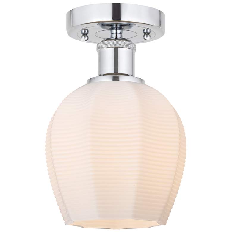 Image 1 Edison Norfolk 6" Polished Chrome Semi Flush Mount w/ Matte White Shad