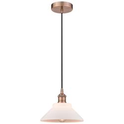 Edison Orwell 8" Antique Copper Cord Hung Mini Pendant w/ Matte White