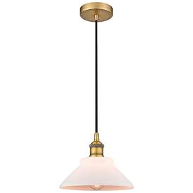 Image1 of Edison Orwell 8" Brushed Brass Cord Hung Mini Pendant w/ Matte White S
