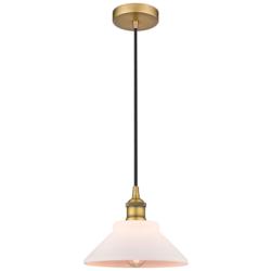 Edison Orwell 8" Brushed Brass Cord Hung Mini Pendant w/ Matte White S
