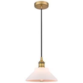 Edison Orwell 8" Brushed Brass Cord Hung Mini Pendant w/ Matte White S Edison Orwell 8" Brushed Brass Cord Hung Mini Pendant w/ Matte White S