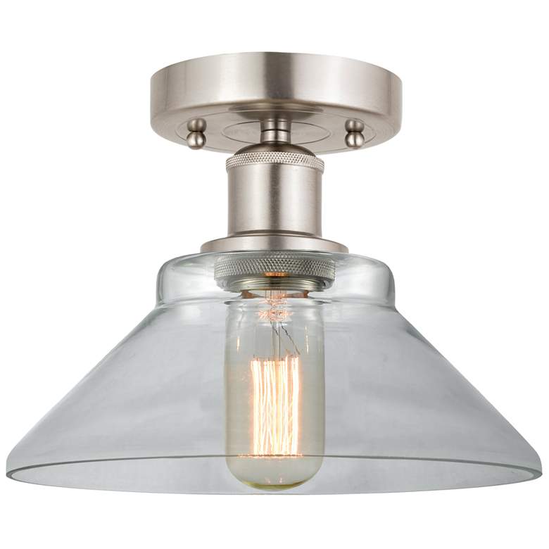 Image 1 Edison Orwell 8" Brushed Satin Nickel Semi Flush Mount w/ Clear Shade