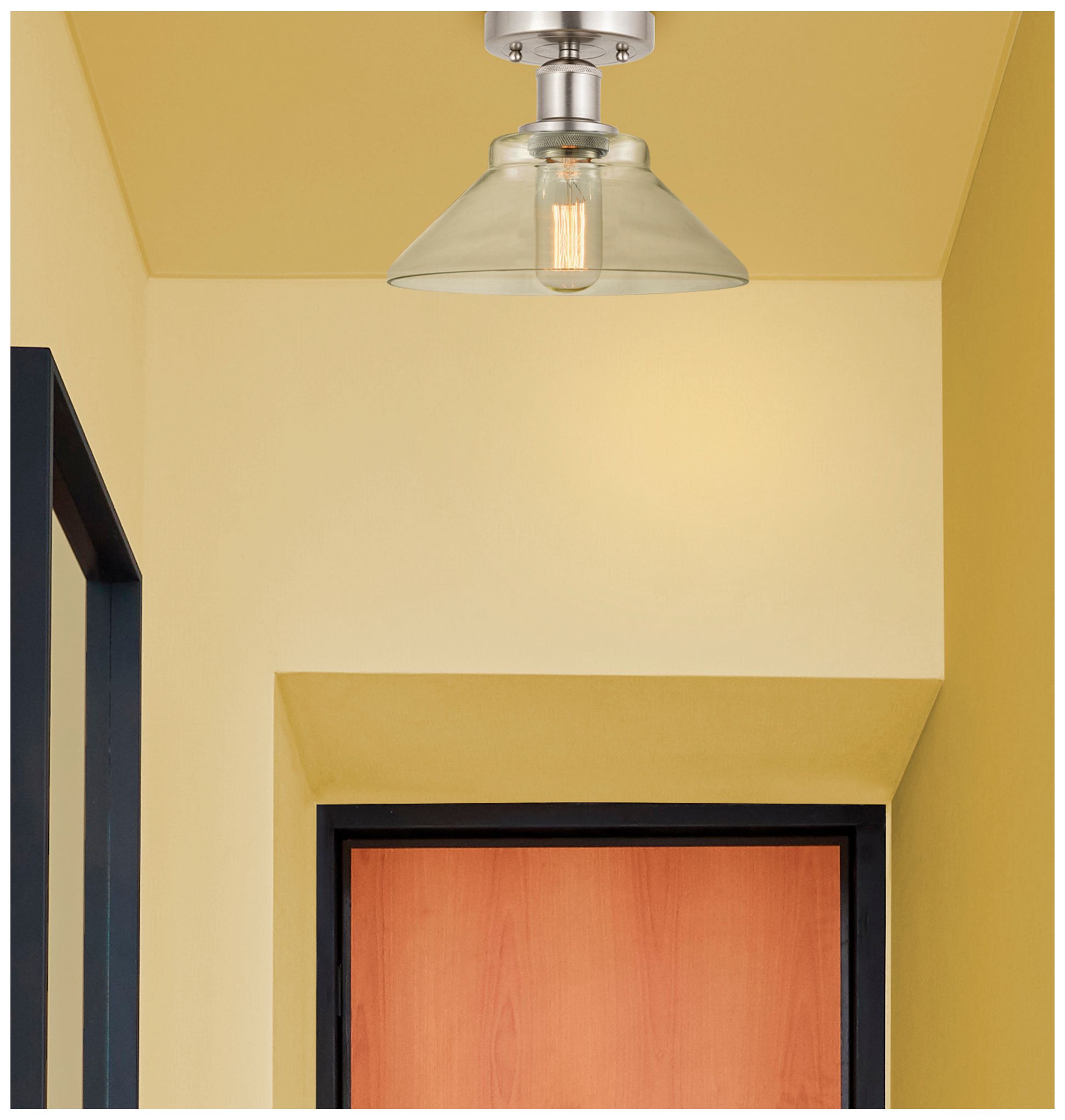 Image 2 Edison Orwell 8" Brushed Satin Nickel Semi Flush Mount w/ Clear Shade more views