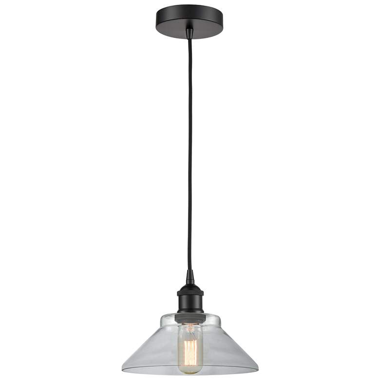 Image 1 Edison Orwell 8" Matte Black Cord Hung Mini Pendant w/ Clear Shade