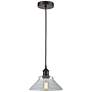 Edison Orwell 8" Oil Rubbed Bronze Cord Hung Mini Pendant w/ Clear Sha