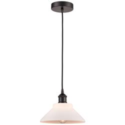 Edison Orwell 8" Oil Rubbed Bronze Cord Hung Mini Pendant w/ White Sha