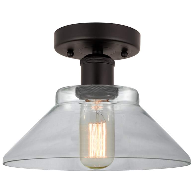 Image 1 Edison Orwell 8" Oil Rubbed Bronze Semi Flush Mount w/ Clear Shade