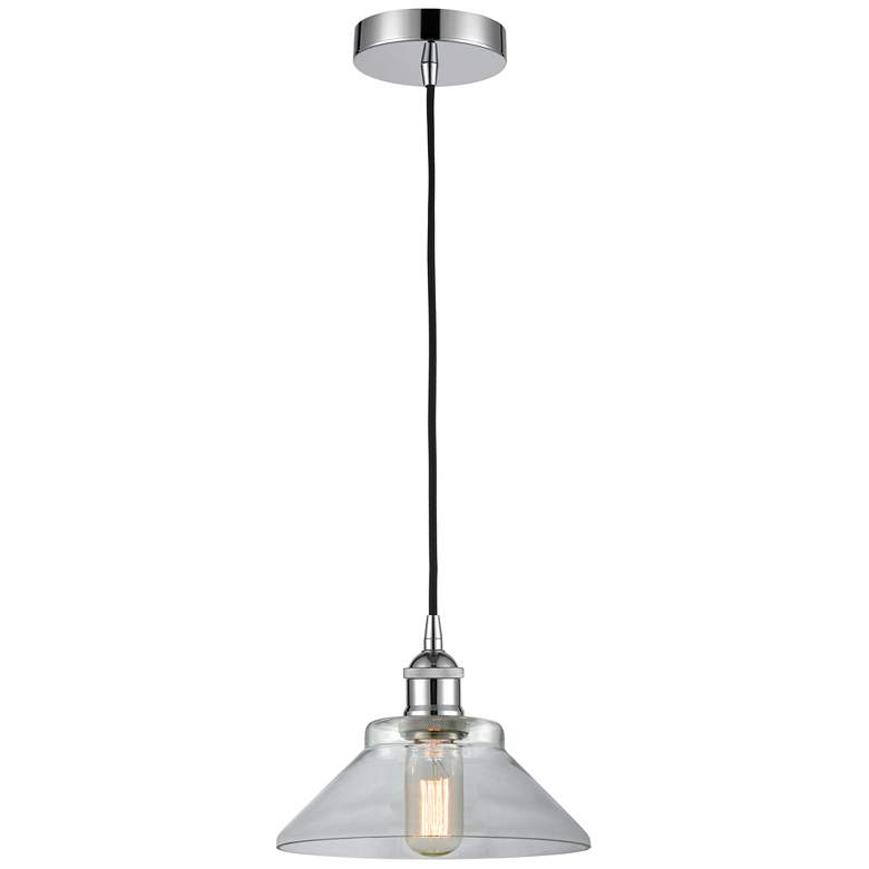 Image 1 Edison Orwell 8" Polished Chrome Cord Hung Mini Pendant w/ Clear Shade