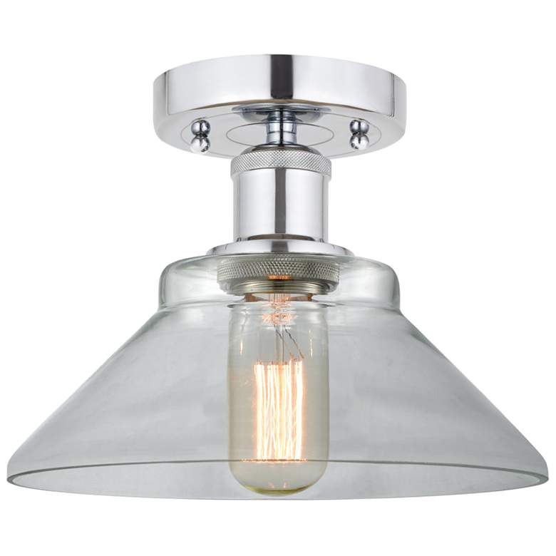 Image 1 Edison Orwell 8" Polished Chrome Semi Flush Mount w/ Clear Shade