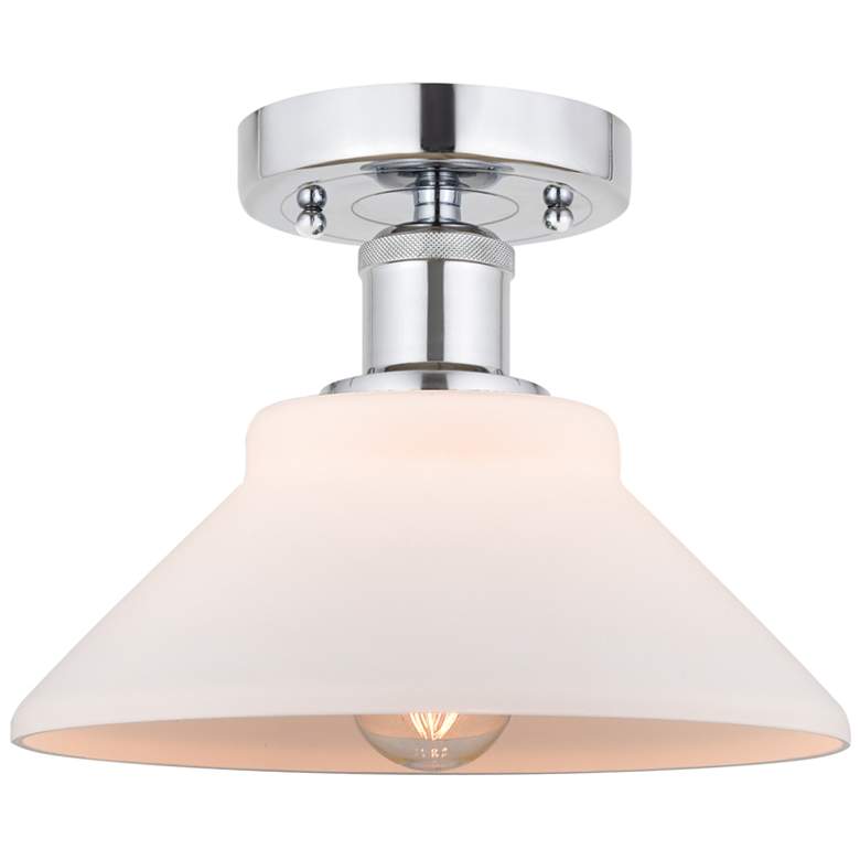 Image 1 Edison Orwell 8" Polished Chrome Semi Flush Mount w/ Matte White Shade