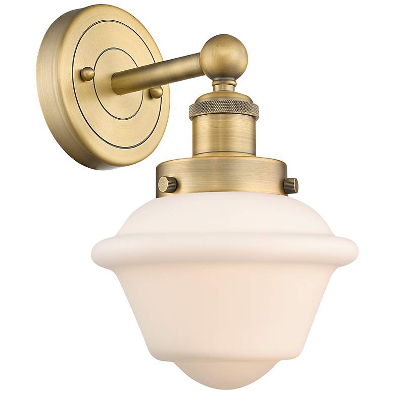 Image 1 Edison Oxford 11" High Brushed Brass White Glass Wall Sconce