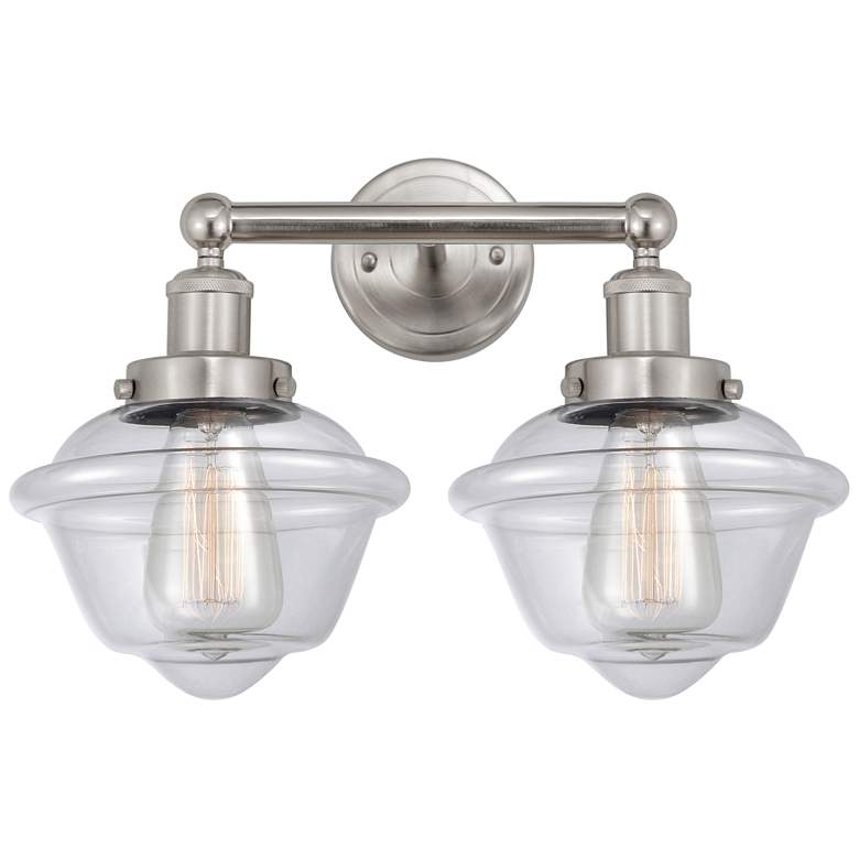 Image 1 Edison Oxford 16" 2-Light Brushed Satin Nickel Bath Light w/ Clear Sha