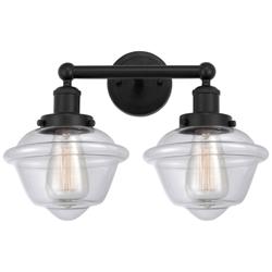 Edison Oxford 16" 2-Light Matte Black Bath Light w/ Clear Shade