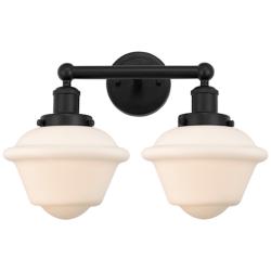 Edison Oxford 16" 2-Light Matte Black Bath Light w/ Matte White Shade
