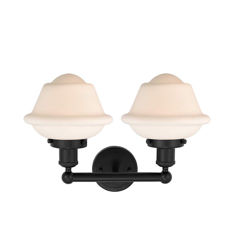 Image 2 Edison Oxford 16" 2-Light Matte Black Bath Light w/ Matte White Shade more views