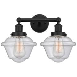 Edison Oxford 16" 2-Light Matte Black Bath Light w/ Mercury Shade