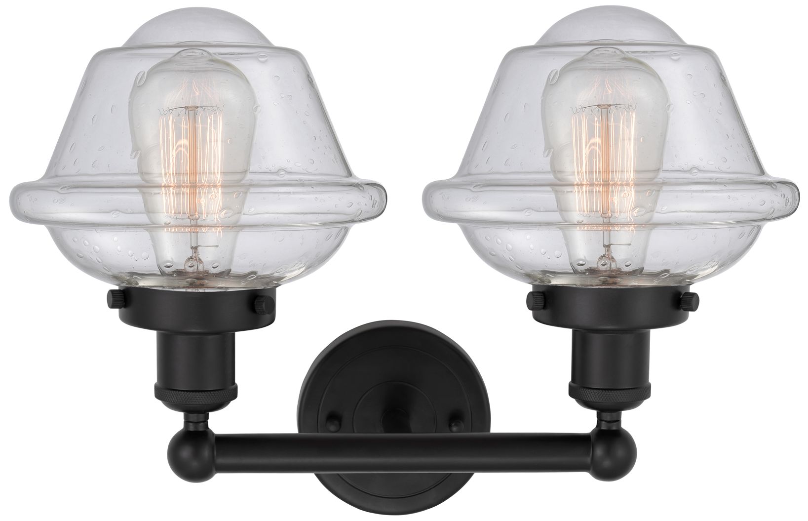 Image 2 Edison Oxford 16" 2-Light Matte Black Bath Light w/ Mercury Shade more views