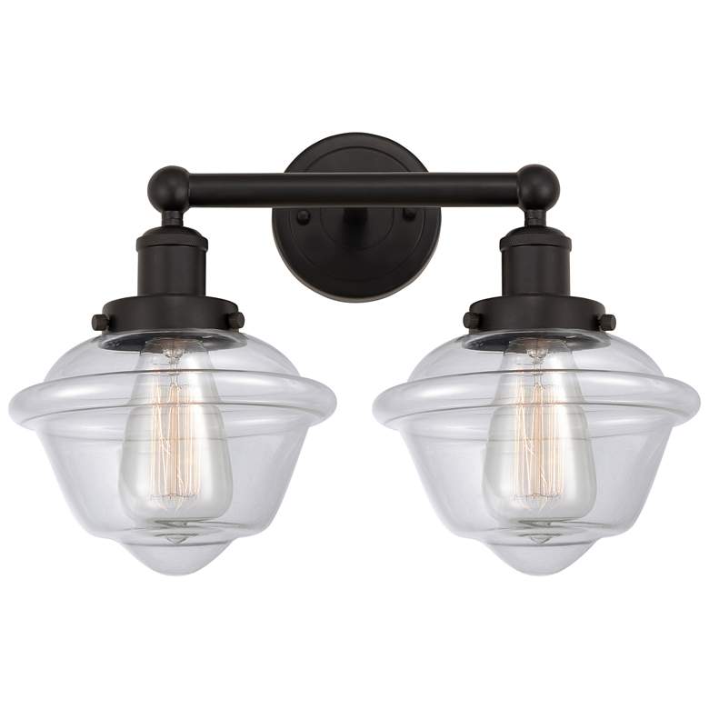 Image 1 Edison Oxford 16" 2-Light Oil Rubbed Bronze Bath Light w/ Clear Shade
