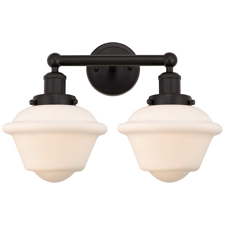 Image 1 Edison Oxford 16" 2-Light Oil Rubbed Bronze Bath Light w/ Matte White