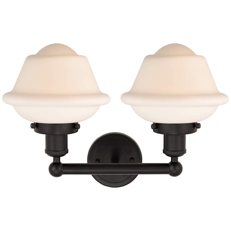 Image 2 Edison Oxford 16" 2-Light Oil Rubbed Bronze Bath Light w/ Matte White more views