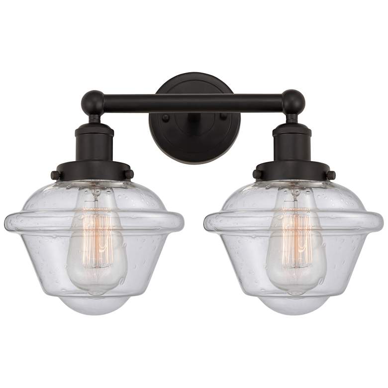 Image 1 Edison Oxford 16" 2-Light Oil Rubbed Bronze Bath Light w/ Mercury Shad