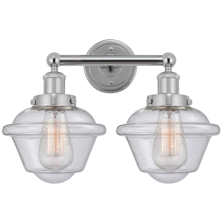 Image 1 Edison Oxford 16" 2-Light Polished Chrome Bath Light w/ Mercury Shade