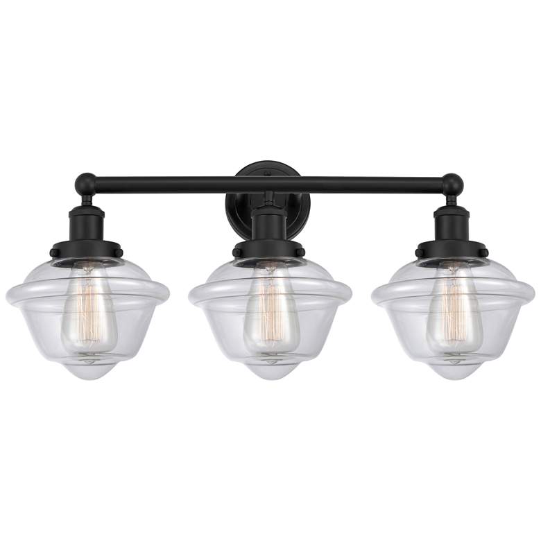 Image 1 Edison Oxford 25" 3-Light Matte Black Bath Light w/ Clear Shade