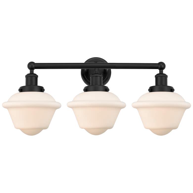 Image 1 Edison Oxford 25" 3-Light Matte Black Bath Light w/ Matte White Shade