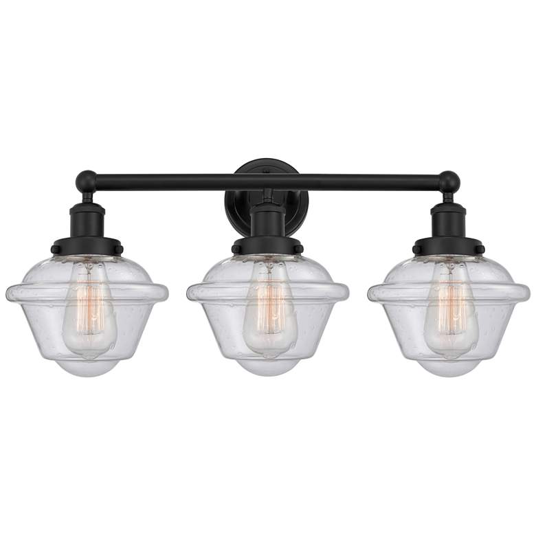 Image 1 Edison Oxford 25" 3-Light Matte Black Bath Light w/ Mercury Shade