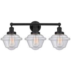 Edison Oxford 25" 3-Light Matte Black Bath Light w/ Mercury Shade