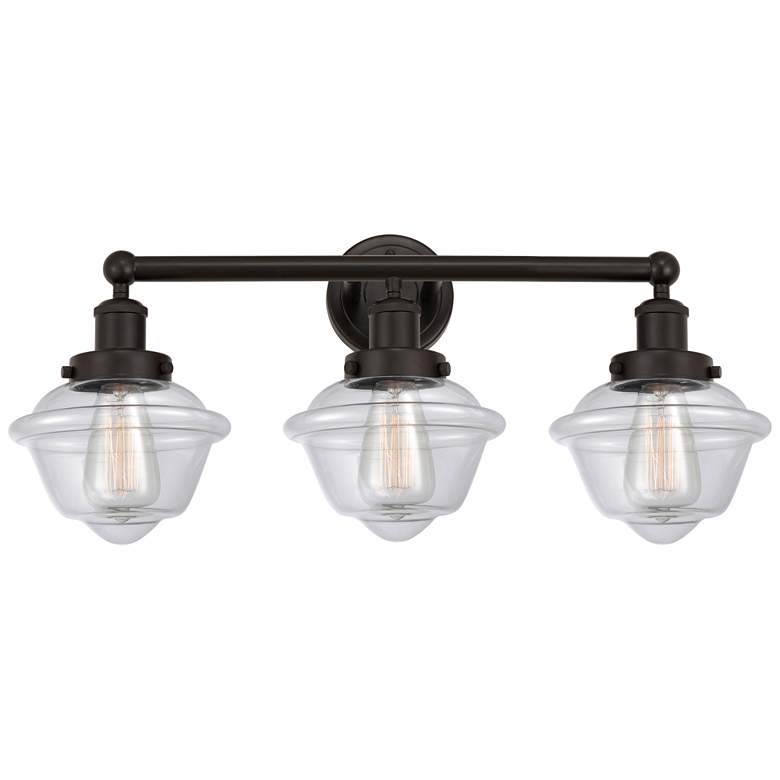 Image 1 Edison Oxford 25" 3-Light Oil Rubbed Bronze Bath Light w/ Clear Shade